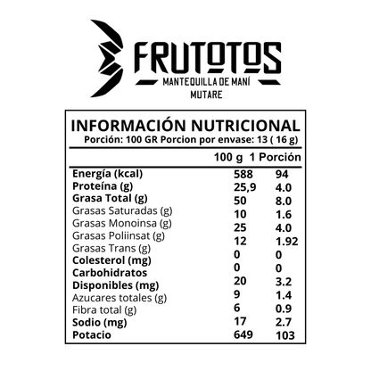 Mantequilla de Maní Mutare | 200 Gr