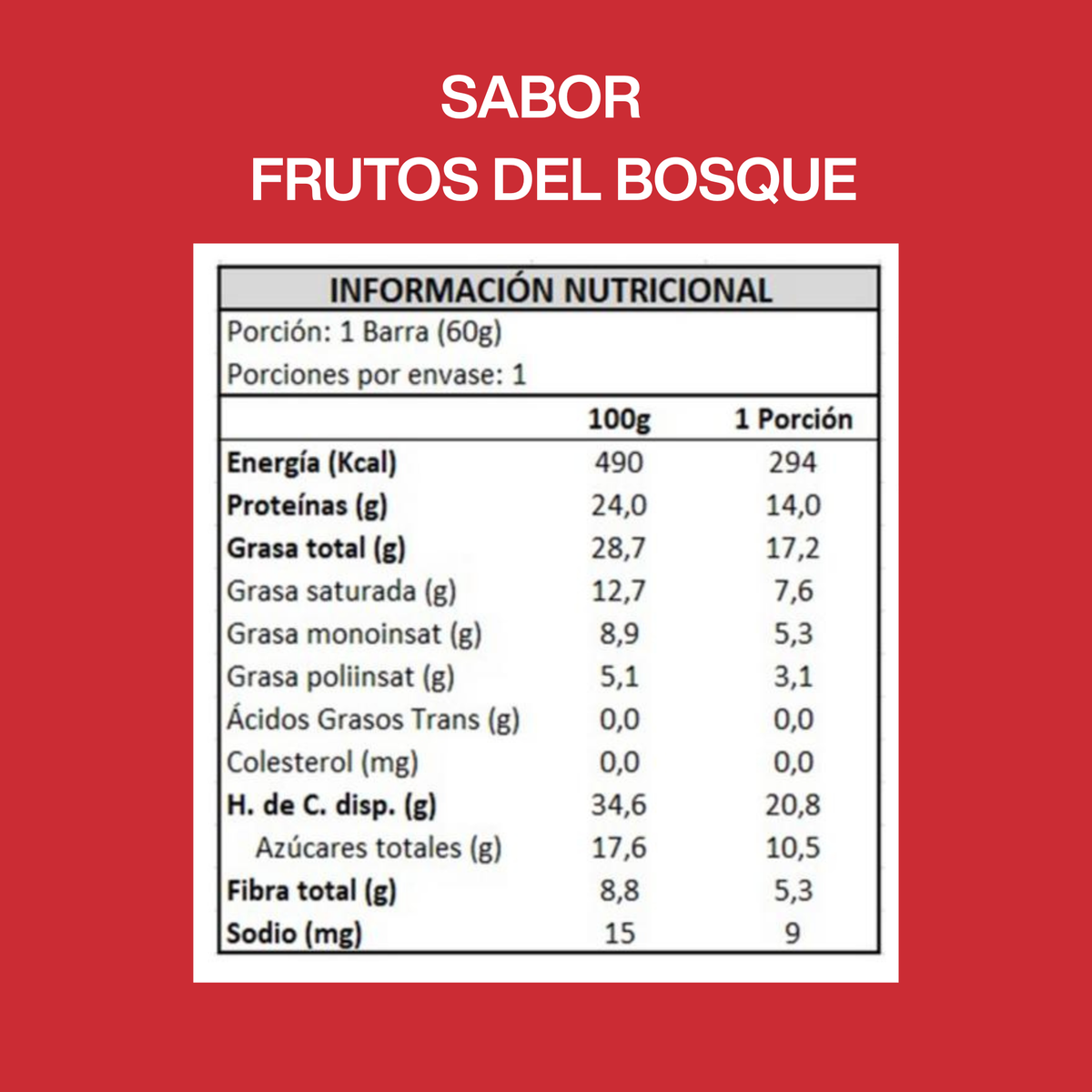 ¡NUEVO! Barra de proteína sabor FRUTOS DEL BOSQUE | 6 unidades