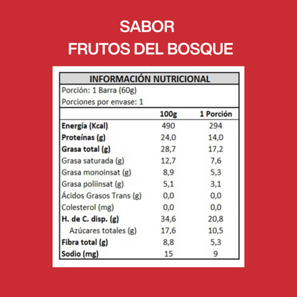 ¡NUEVO! Barra de proteína sabor FRUTOS DEL BOSQUE | 6 unidades